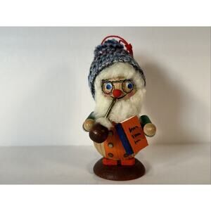 Vintage Steinbach German Smoker Ornament Man w/ Pipe Hand Painted Wood Label